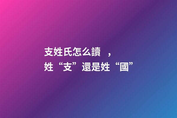 支姓氏怎么讀，姓“支”還是姓“國”-第1張-觀點-玄機派